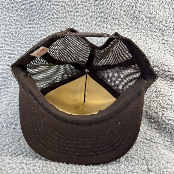 Vintage Brent Ontario Canada Snapback Hat Brown Mesh Trucker Camping Moose 90s - Picture 4 of 7